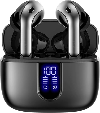 Bluetooth Headphones with Active Noise Cancelling (ANC), Wireless Over Ear Bluetooth Headsets with 35H Playtime, HiFi Stereo Foldable Headphones with Foam Ear Cups for Sports, Travel, Black
