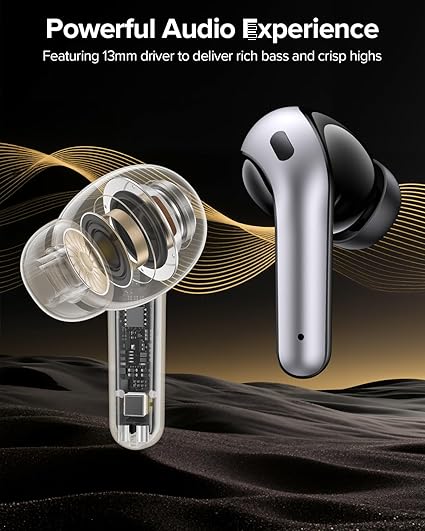 Bluetooth Headphones with Active Noise Cancelling (ANC), Wireless Over Ear Bluetooth Headsets with 35H Playtime, HiFi Stereo Foldable Headphones with Foam Ear Cups for Sports, Travel, Black