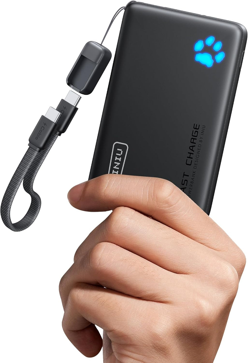 INIU 45W Fast Charging Portable Charger, 40% Smaller 10000mAh with Detachable Cable, Flight-Safe Travel Power Bank, USB C External Phone Battery Pack for iPhone 17 16 Pro iPad Samsung S26 Google etc