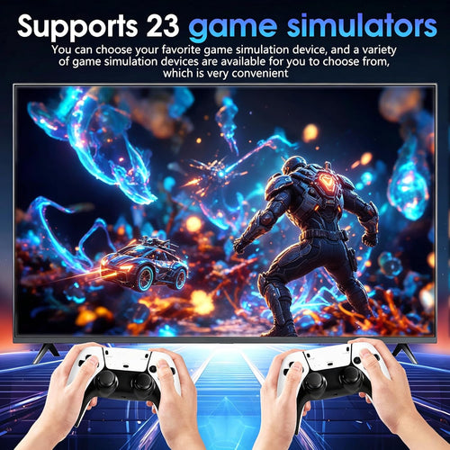 2026 New Retro Game Console,40000+Games and 23 Emulators, with Dual 2.4G Wireless Controllers, Plug and Play 4K HD HDMI TV Game Stick (128GB) White